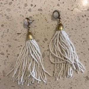 White Beaded Tassel Gita Stella and Dot Earrings